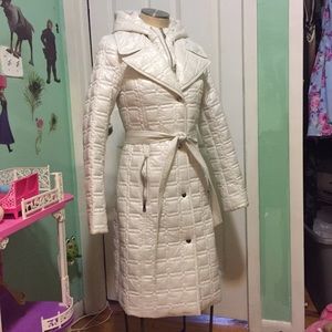 DAWN LEVY WHITE LONG NYLON COAT
